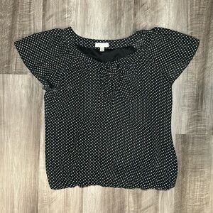 Dressbarn Cinched Hem Polka Dot Blouse - Large
